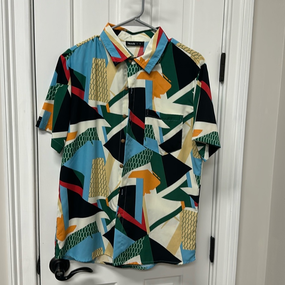 Fun Print Short Sleeve Button Up